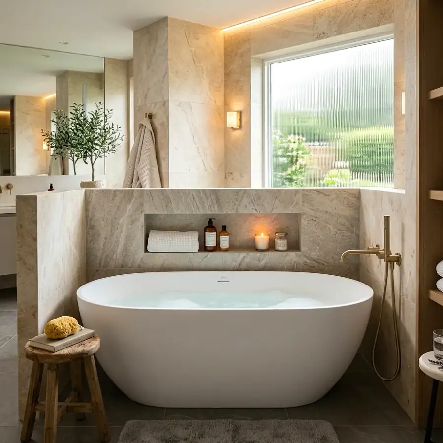 Premium Acrylic Bathtub Basin and Solid Wall Panel Options