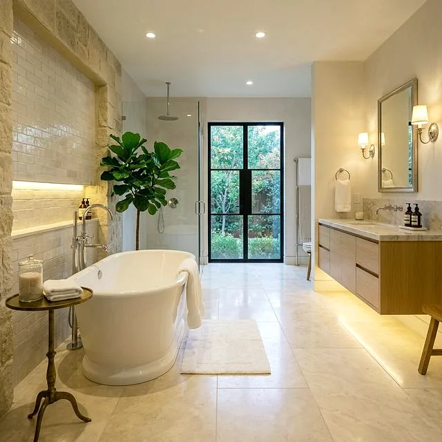 Finished Replacement Alcove Bathtub Setup in Guest Bathroom