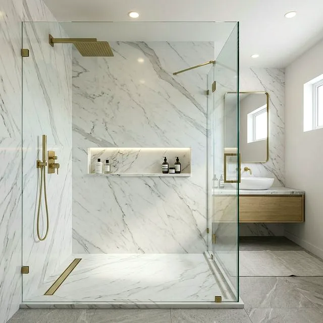 Finished waterproof porcelain tile shower remodel in Bonney Lake WA