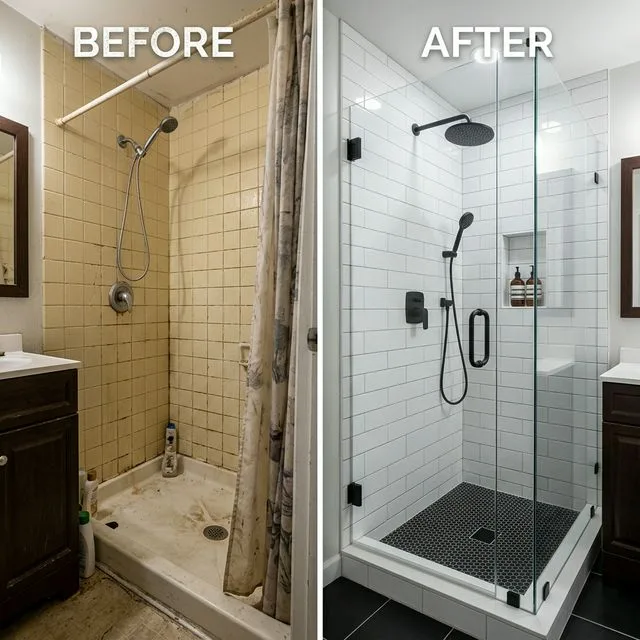 Tub to walk-in shower conversion South Hill area — completed remodel