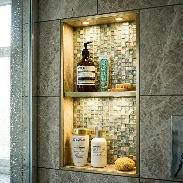 Custom Recessed Shower Grout Niches Detail