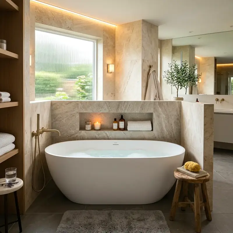 Finished Alcove Bathtub Conversion with Subway Tile Surround